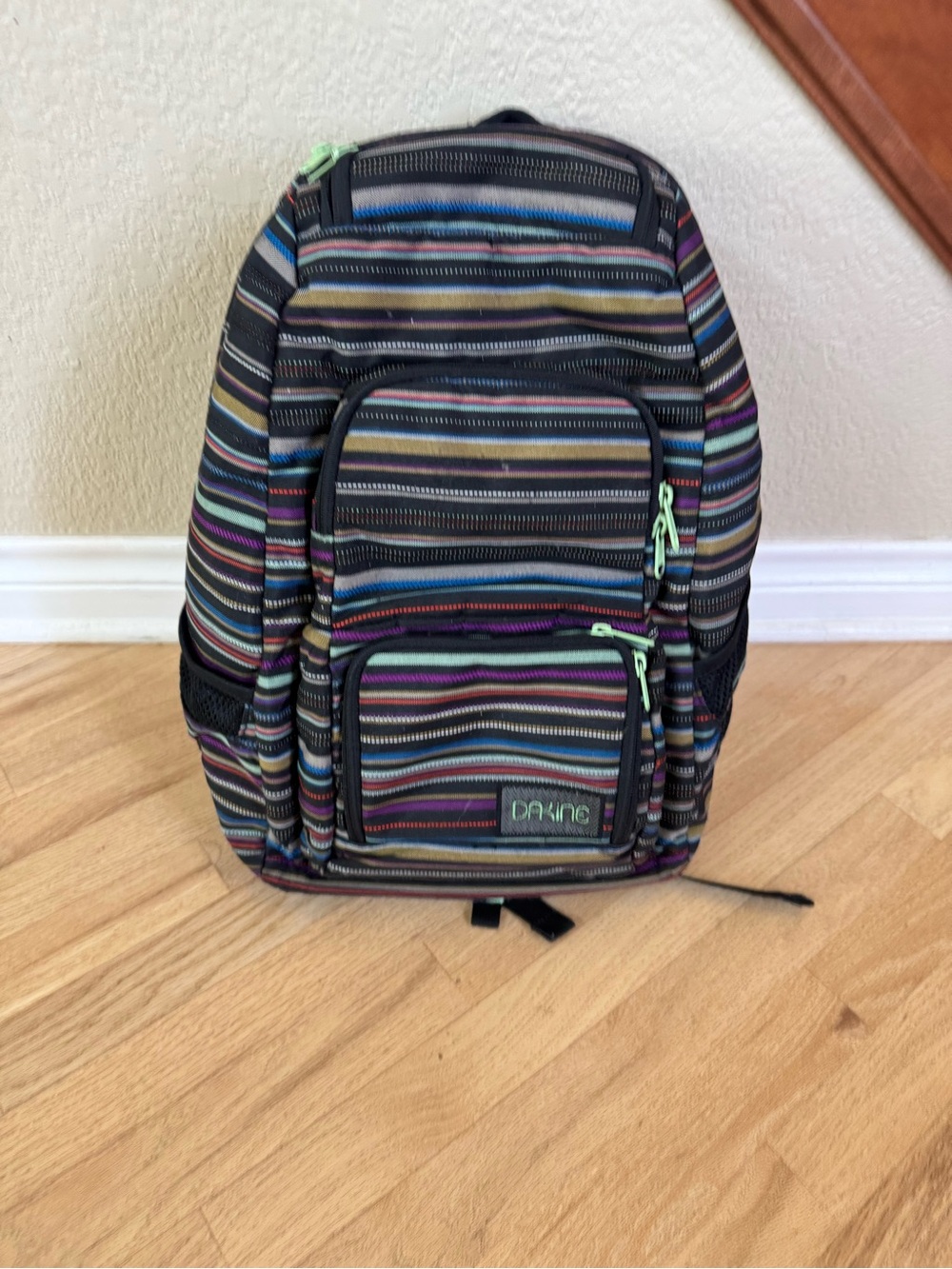 Dakine Striped Backpack Laptop School Travel Bookbag Black Multicolor Mint